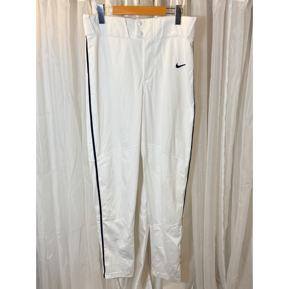 Nike Baseball Pants Mens Small White Navy Blue Piped Team Engineered Athletic